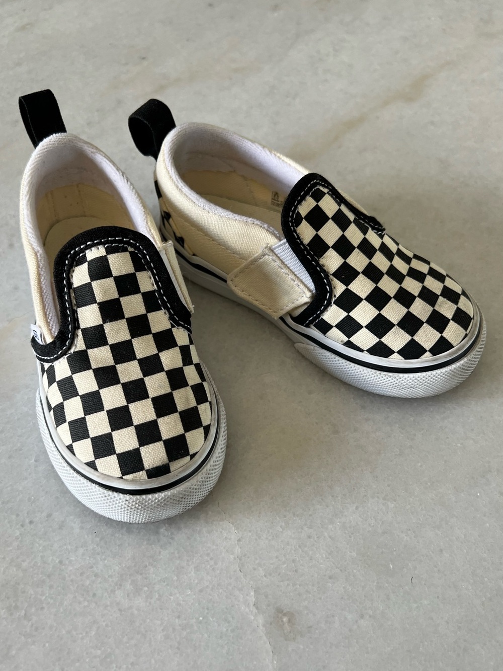 Vans Toddler Black and White Checkerboard Slip-On Sneakers